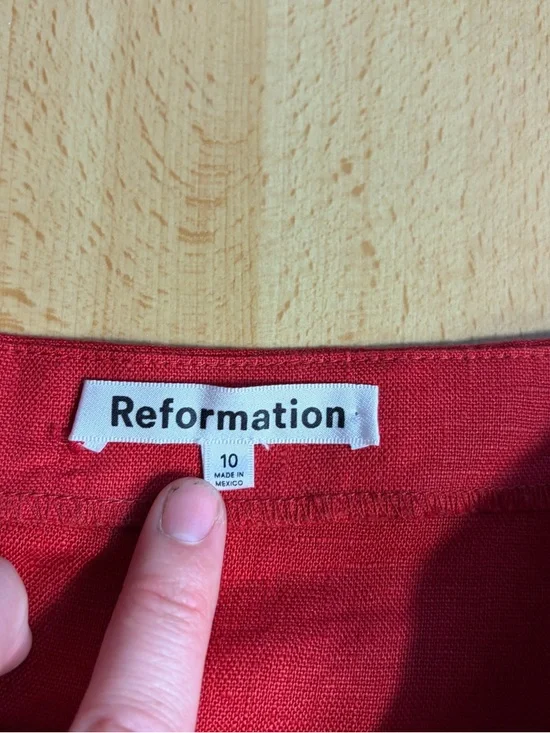 Reformation Rust Red 100% Linen Mini Skirt 10 - Picture 3 of 8